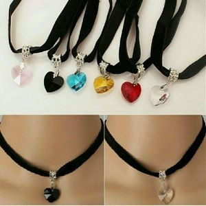 New 6 colors heart - shaped velvet neck necklace